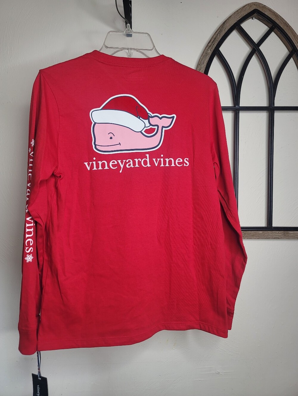 Vineyard Vines Velvet Red SANTA WHALE Pocket Tee Shirt, NWT Youth Large